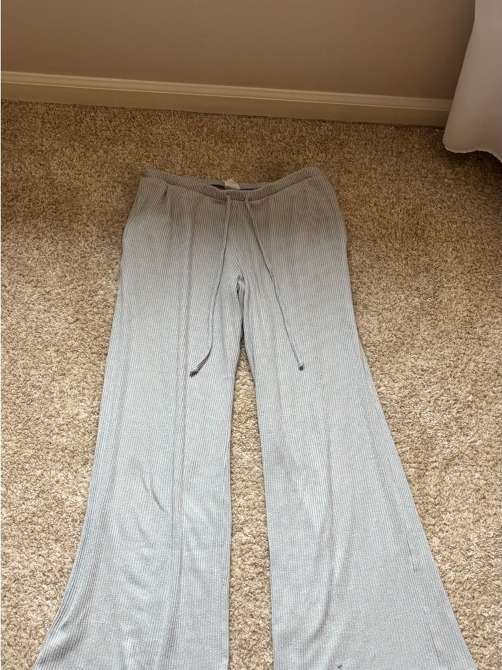 Hollister Light Gray Ribbed Lounge Joggers